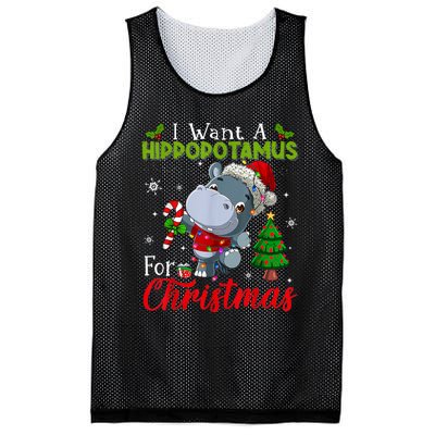 I Want A Hippopotamus For Christmas Xmas Pajama Hippo Lover Mesh Reversible Basketball Jersey Tank