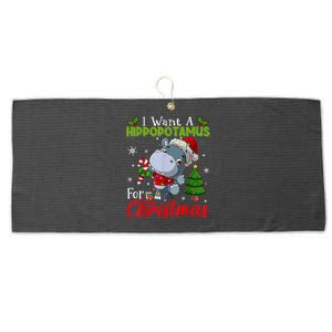 I Want A Hippopotamus For Christmas Xmas Pajama Hippo Lover Large Microfiber Waffle Golf Towel