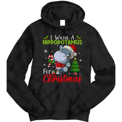 I Want A Hippopotamus For Christmas Xmas Pajama Hippo Lover Tie Dye Hoodie