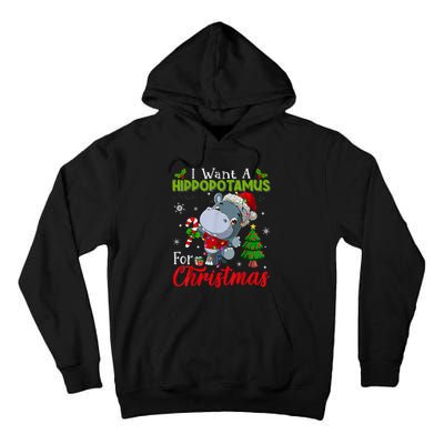 I Want A Hippopotamus For Christmas Xmas Pajama Hippo Lover Tall Hoodie