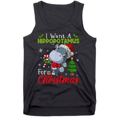 I Want A Hippopotamus For Christmas Xmas Pajama Hippo Lover Tank Top