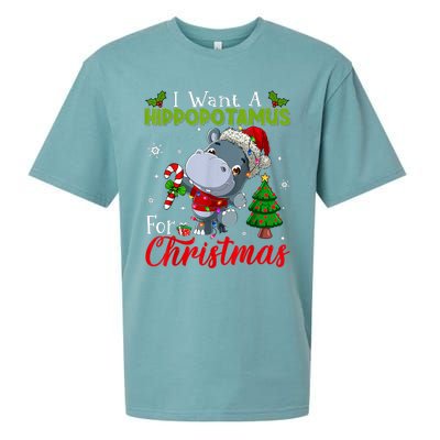 I Want A Hippopotamus For Christmas Xmas Pajama Hippo Lover Sueded Cloud Jersey T-Shirt