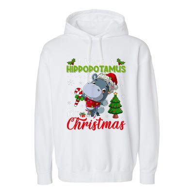 I Want A Hippopotamus For Christmas Xmas Pajama Hippo Lover Garment-Dyed Fleece Hoodie