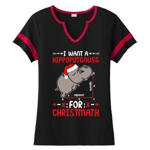 I Want A Hipopotenuse For Christmath Funny Hippo Xmas Cool Gift Ladies Halftime Notch Neck Tee