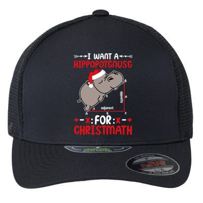 I Want A Hipopotenuse For Christmath Funny Hippo Xmas Cool Gift Flexfit Unipanel Trucker Cap