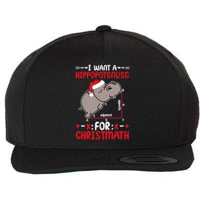 I Want A Hipopotenuse For Christmath Funny Hippo Xmas Cool Gift Wool Snapback Cap