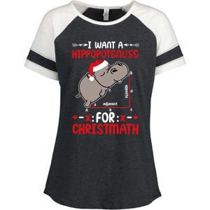 I Want A Hipopotenuse For Christmath Funny Hippo Xmas Cool Gift Enza Ladies Jersey Colorblock Tee