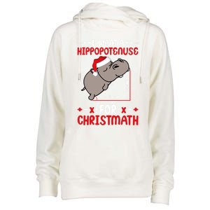 I Want A Hipopotenuse For Christmath Funny Hippo Xmas Cool Gift Womens Funnel Neck Pullover Hood