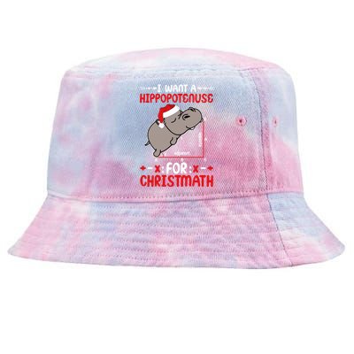 I Want A Hipopotenuse For Christmath Funny Hippo Xmas Cool Gift Tie-Dyed Bucket Hat