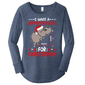 I Want A Hipopotenuse For Christmath Funny Hippo Xmas Cool Gift Women's Perfect Tri Tunic Long Sleeve Shirt