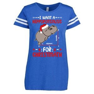 I Want A Hipopotenuse For Christmath Funny Hippo Xmas Cool Gift Enza Ladies Jersey Football T-Shirt