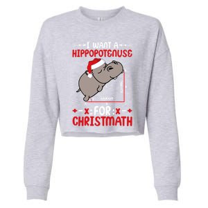 I Want A Hipopotenuse For Christmath Funny Hippo Xmas Cool Gift Cropped Pullover Crew