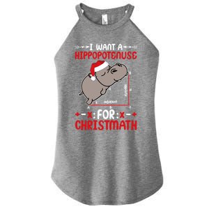 I Want A Hipopotenuse For Christmath Funny Hippo Xmas Cool Gift Women's Perfect Tri Rocker Tank