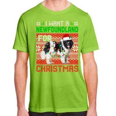 I Want A Newfoundland For Christmas Santa Dog Lover Owner Gift Adult ChromaSoft Performance T-Shirt