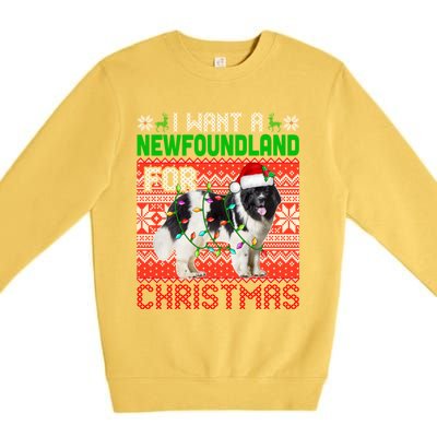 I Want A Newfoundland For Christmas Santa Dog Lover Owner Gift Premium Crewneck Sweatshirt