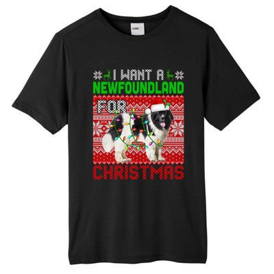 I Want A Newfoundland For Christmas Santa Dog Lover Owner Gift Tall Fusion ChromaSoft Performance T-Shirt