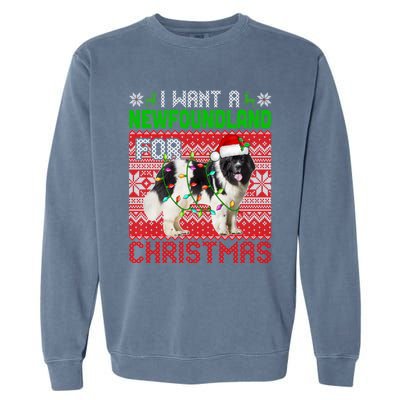 I Want A Newfoundland For Christmas Santa Dog Lover Owner Gift Garment-Dyed Sweatshirt