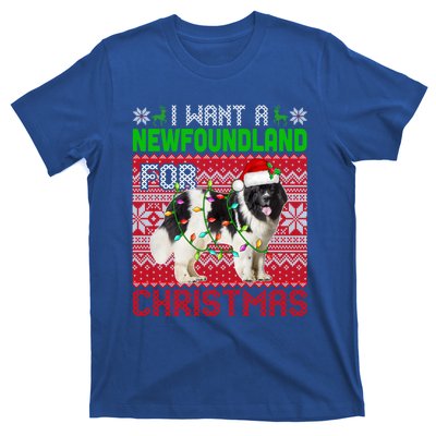 I Want A Newfoundland For Christmas Santa Dog Lover Owner Gift T-Shirt