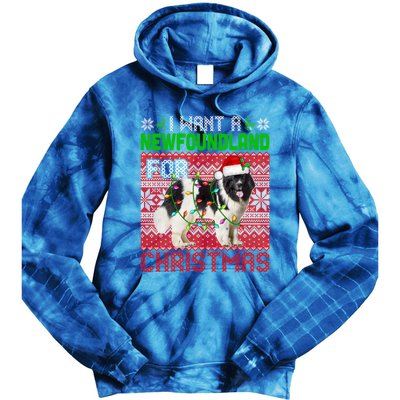 I Want A Newfoundland For Christmas Santa Dog Lover Owner Gift Tie Dye Hoodie