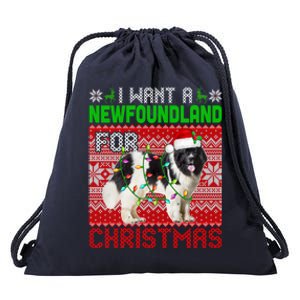 I Want A Newfoundland For Christmas Santa Dog Lover Owner Gift Drawstring Bag