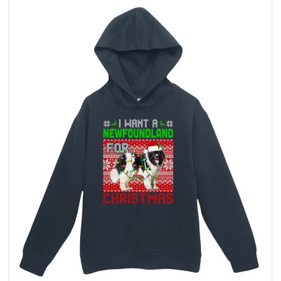 I Want A Newfoundland For Christmas Santa Dog Lover Owner Gift Urban Pullover Hoodie