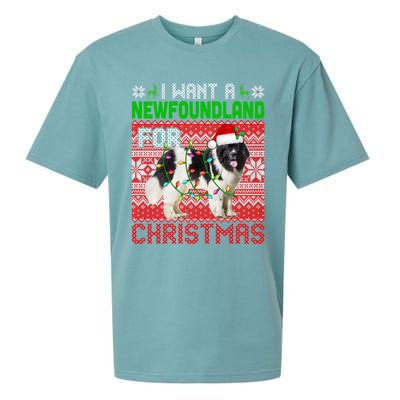 I Want A Newfoundland For Christmas Santa Dog Lover Owner Gift Sueded Cloud Jersey T-Shirt