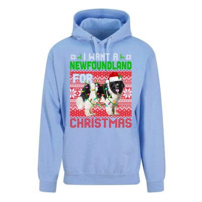 I Want A Newfoundland For Christmas Santa Dog Lover Owner Gift Unisex Surf Hoodie