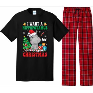 I Want A Hippopotamus For Christmas Lights Santa Hippo Xmas Gift Pajama Set