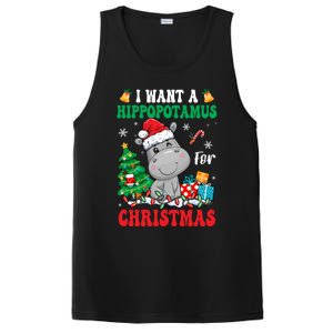 I Want A Hippopotamus For Christmas Lights Santa Hippo Xmas Gift PosiCharge Competitor Tank