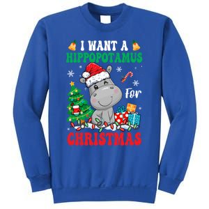 I Want A Hippopotamus For Christmas Lights Santa Hippo Xmas Gift Sweatshirt