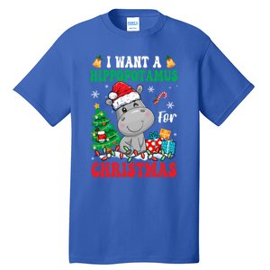 I Want A Hippopotamus For Christmas Lights Santa Hippo Xmas Gift Tall T-Shirt