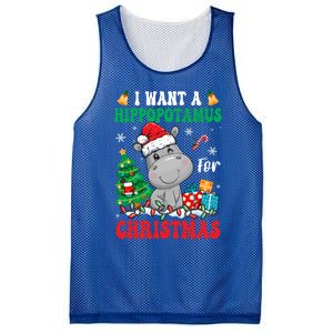 I Want A Hippopotamus For Christmas Lights Santa Hippo Xmas Gift Mesh Reversible Basketball Jersey Tank