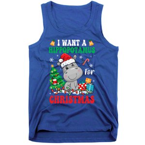 I Want A Hippopotamus For Christmas Lights Santa Hippo Xmas Gift Tank Top