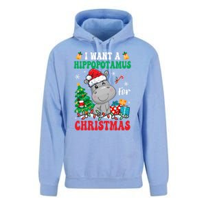 I Want A Hippopotamus For Christmas Lights Santa Hippo Xmas Gift Unisex Surf Hoodie