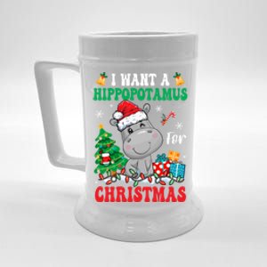 I Want A Hippopotamus For Christmas Lights Santa Hippo Xmas Gift Beer Stein