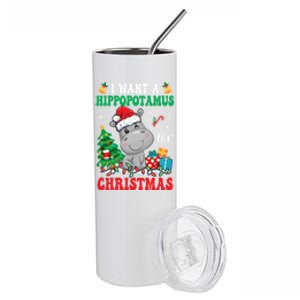 I Want A Hippopotamus For Christmas Lights Santa Hippo Xmas Gift Stainless Steel Tumbler