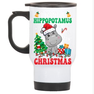 I Want A Hippopotamus For Christmas Lights Santa Hippo Xmas Gift Stainless Steel Travel Mug