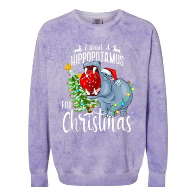 I Want A Hippopotamus For Christmas Xmas Hippo Cute Gift Colorblast Crewneck Sweatshirt