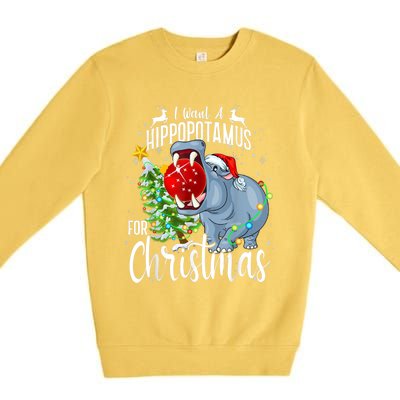 I Want A Hippopotamus For Christmas Xmas Hippo Cute Gift Premium Crewneck Sweatshirt