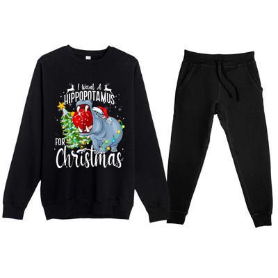 I Want A Hippopotamus For Christmas Xmas Hippo Cute Gift Premium Crewneck Sweatsuit Set