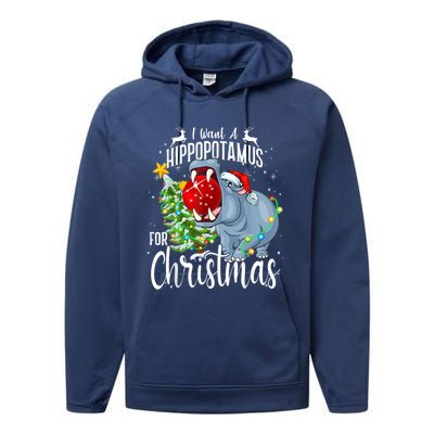 I Want A Hippopotamus For Christmas Xmas Hippo Cute Gift Performance Fleece Hoodie