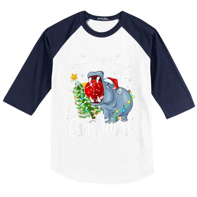 I Want A Hippopotamus For Christmas Xmas Hippo Cute Gift Baseball Sleeve Shirt