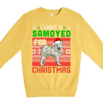 I Want A Samoyed For Christmas Santa Dog Lover Owner Cool Gift Premium Crewneck Sweatshirt