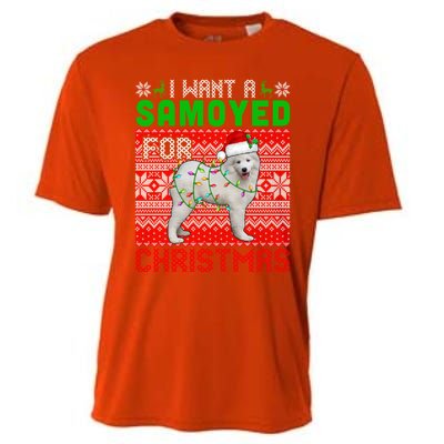 I Want A Samoyed For Christmas Santa Dog Lover Owner Cool Gift Cooling Performance Crew T-Shirt