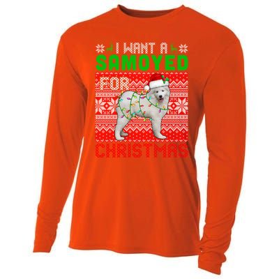 I Want A Samoyed For Christmas Santa Dog Lover Owner Cool Gift Cooling Performance Long Sleeve Crew