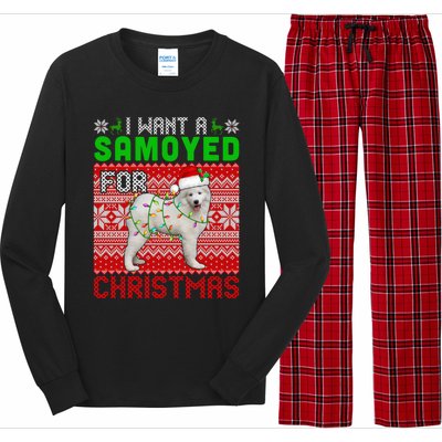 I Want A Samoyed For Christmas Santa Dog Lover Owner Cool Gift Long Sleeve Pajama Set