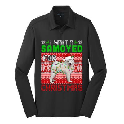 I Want A Samoyed For Christmas Santa Dog Lover Owner Cool Gift Silk Touch Performance Long Sleeve Polo