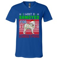 I Want A Samoyed For Christmas Santa Dog Lover Owner Cool Gift V-Neck T-Shirt