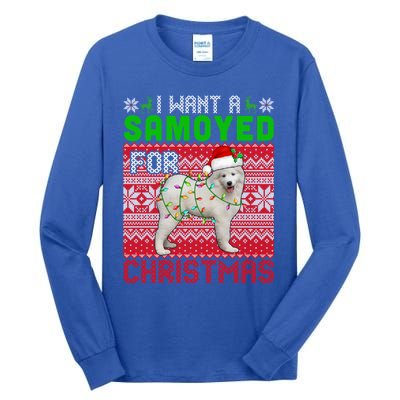 I Want A Samoyed For Christmas Santa Dog Lover Owner Cool Gift Tall Long Sleeve T-Shirt