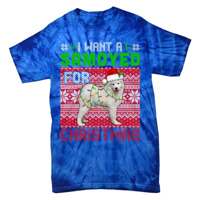 I Want A Samoyed For Christmas Santa Dog Lover Owner Cool Gift Tie-Dye T-Shirt